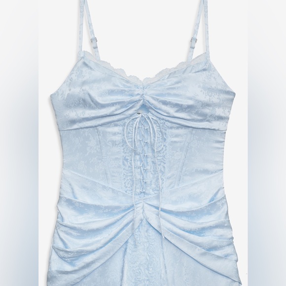 For Love and Lemons Silk Ophelia Blue Gown Size 4 - Picture 6 of 16